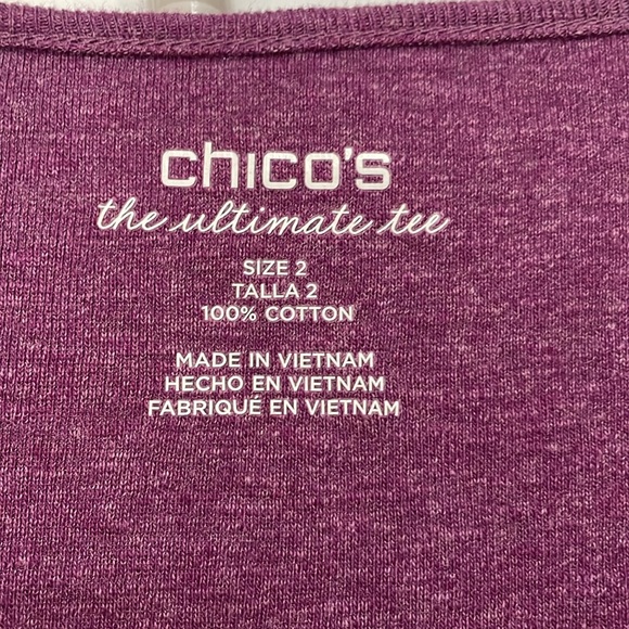 Chico’s Ultimate Tee, V-Neck, Size 2 (10/12) Violet, 3/4 sleeve. - Picture 4 of 7